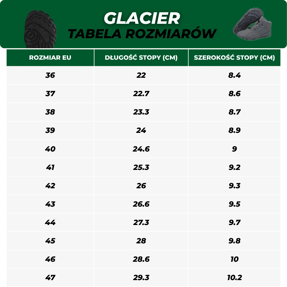 Glacier – zimowe buty Barefoot zapewniające ciepło i stabilność (unisex)