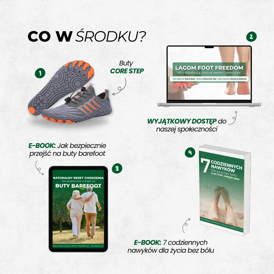 Core Step – buty barefoot zapewniające siłę i codzienną stabilność (unisex)